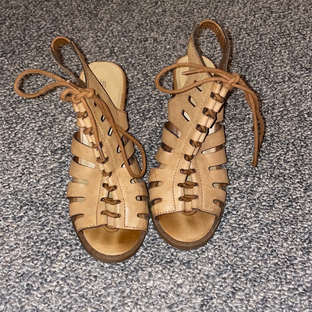 Brown heels with tie in front